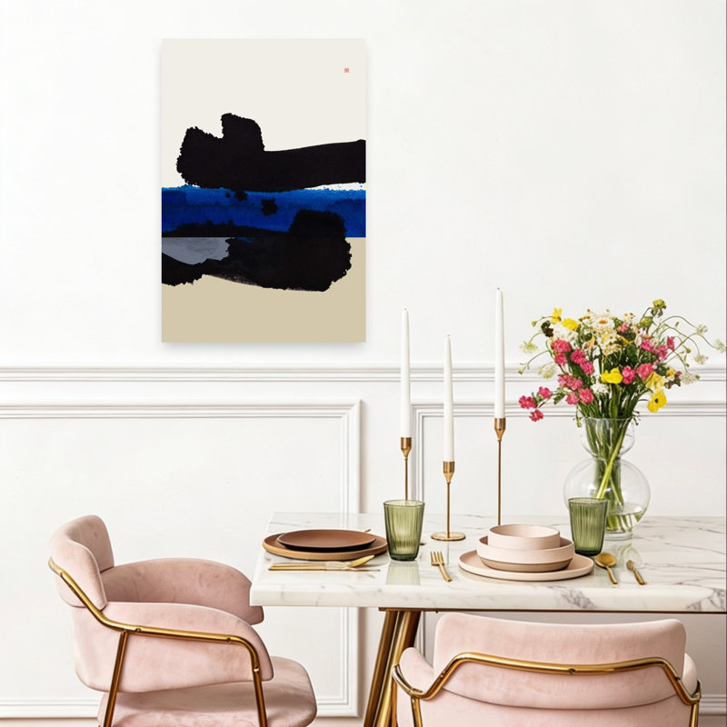 Abstract Blue Reflection Abstract Contemporary Modern Landscape Ocean Wall Art Print 1 Piece Wrapped Canvas Wall Art