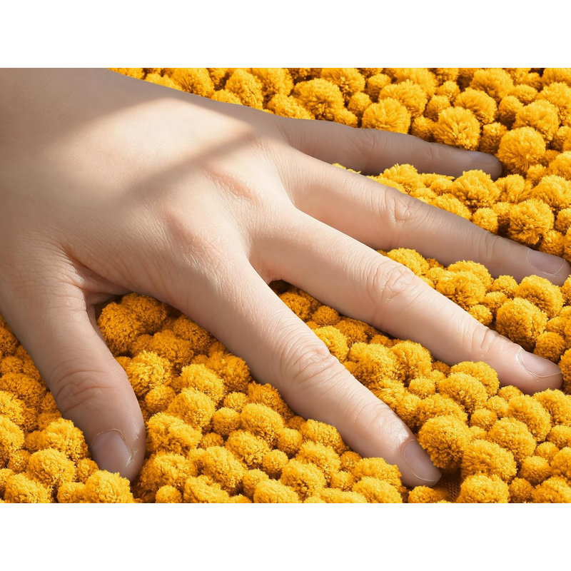 Tapis de bain épais en chenille 51 x 76 cm, doux et absorbant, Golden Yellow