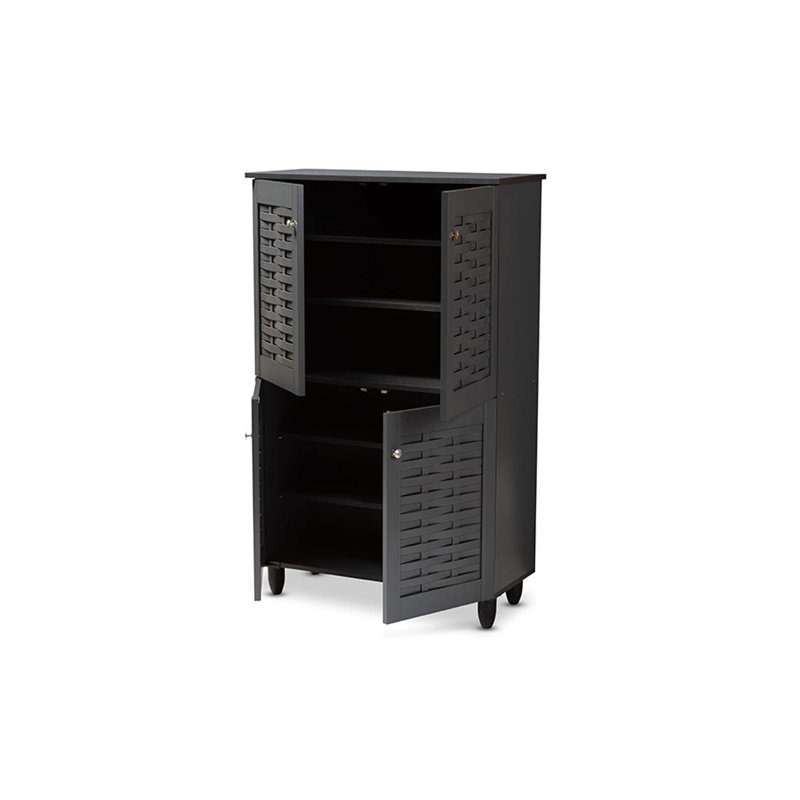 Acadia 18 Pair Shoe Storage Cabinet, Dark Gray