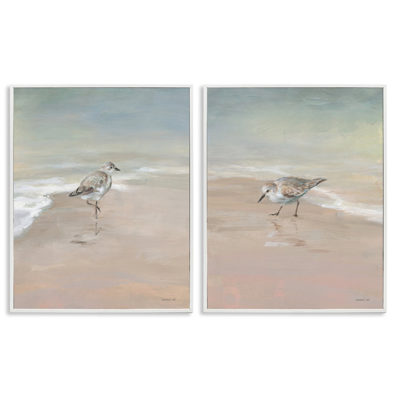 «Shorebirds on the Sand», ensemble de 2 impressions giclées encadrées, design par Danhui Nai, H 30 po x l 48 po