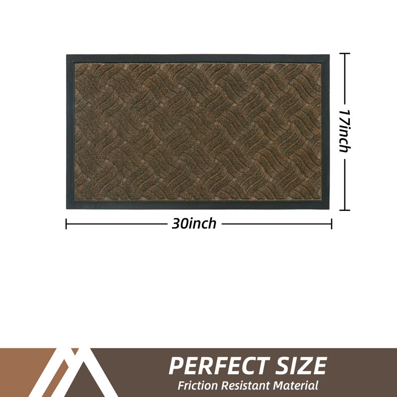 Heavy-duty Indoor/outdoor Rubber Doormat - Deep Tread Design For Superior Dirt Trapping, All-weather Durable Floor Mat, Brown