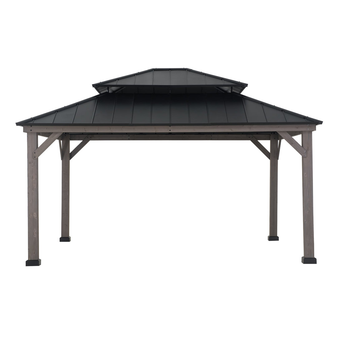 Sunjoy Zedernholz Gazebo RYSY - 390cm x 450cm, Schwarz