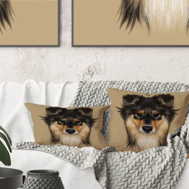 Portrait of Collie Dog - coussin décoratif traditionnel imprimé