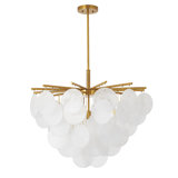 This Exquisite Semi Flush Mount Is In An Antique Brass Finish. The Frame Is Made Out Of Iron, And It Comes With Hanging Frosted Glass. It Is Hanging By Adjustable Rods, And You Can Create A Timeless Feel While Using Modern Forms