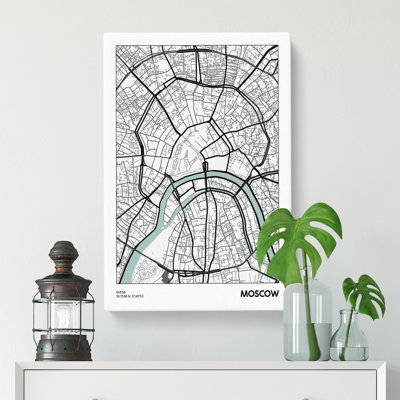 Map Moscow Russia - Wrapped Canvas Print