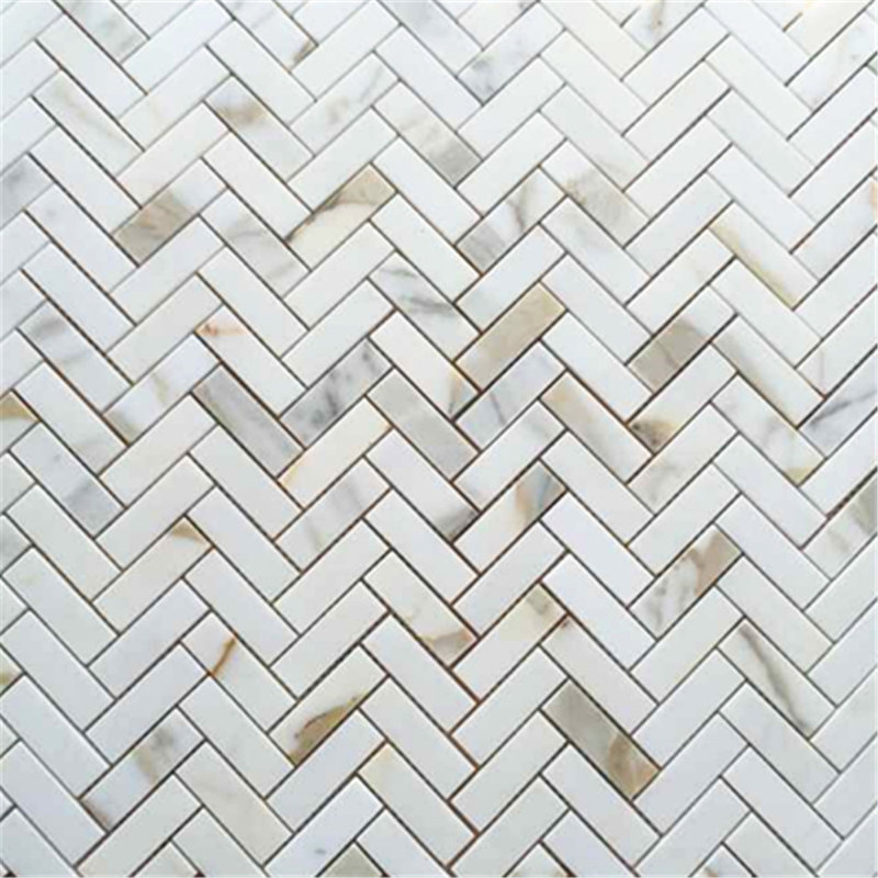Calacatta 13" x 12" Marble Mosaic Tile, LIght Gray