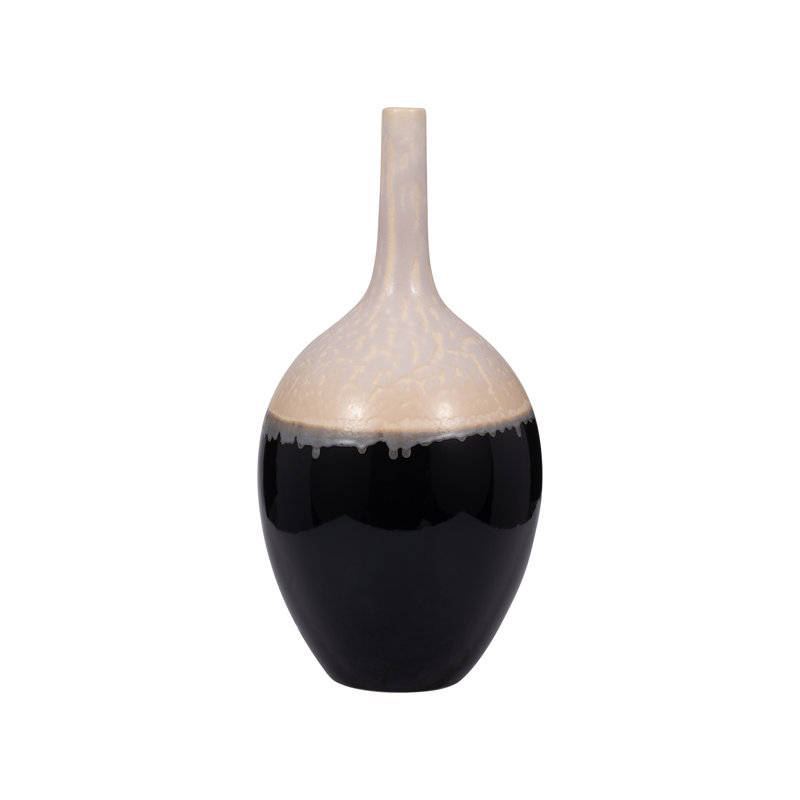 Alondra Stoneware Vase, White, Novelty, Two-tone - Luxurious Home Decor, Timeless Stoneware, 19" H x 10" W x 10" D