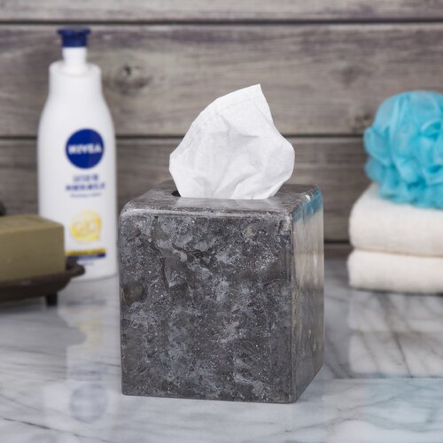 Fleur De Lis Living Edison Natural Marble Square Tissue Box Cover ...