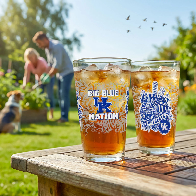Ensemble de 2 verres à bière 16 oz de l'Université du Kentucky, Wildcats de Kentucky