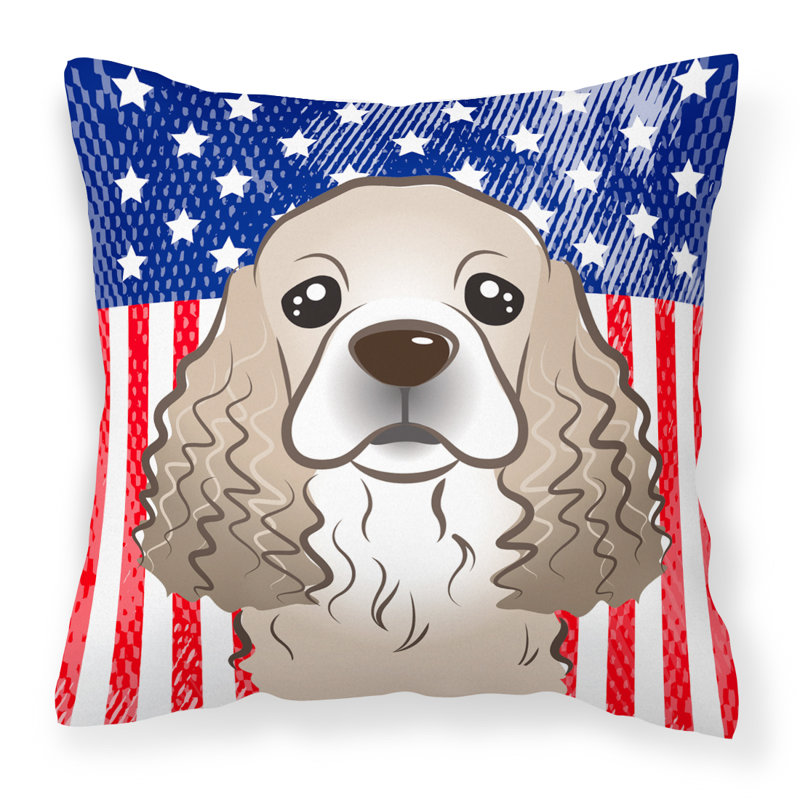  Coussin 14 "American Flag, 18 po x 18 po, Épagneul cocker