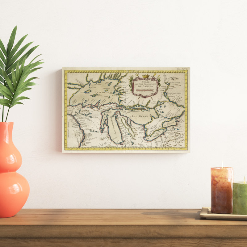 Carte des Grands Lacs, H 12 po x l 18 po x P 1,25 po