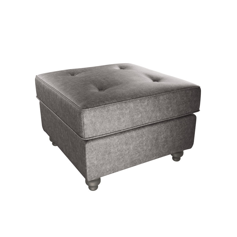 Bodnar Faux Leather Tufted Square Footstool, Black
