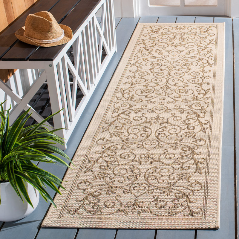 Arneshia Oriental Brown Indoor / Outdoor Area Indoor/Outdoor Area Rug, Runner 2'3" x 12'