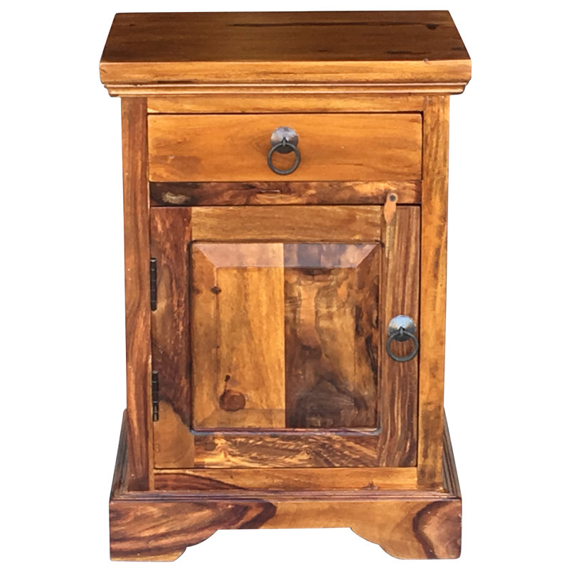44cm W Solid Wood Bedside Table, Left