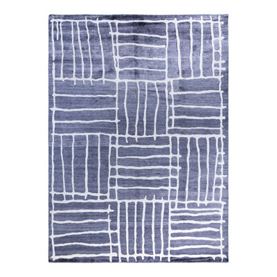 One-of-a-Kind Rectangle 9'1" X 12'0" New Age Silk Area Rug Blue