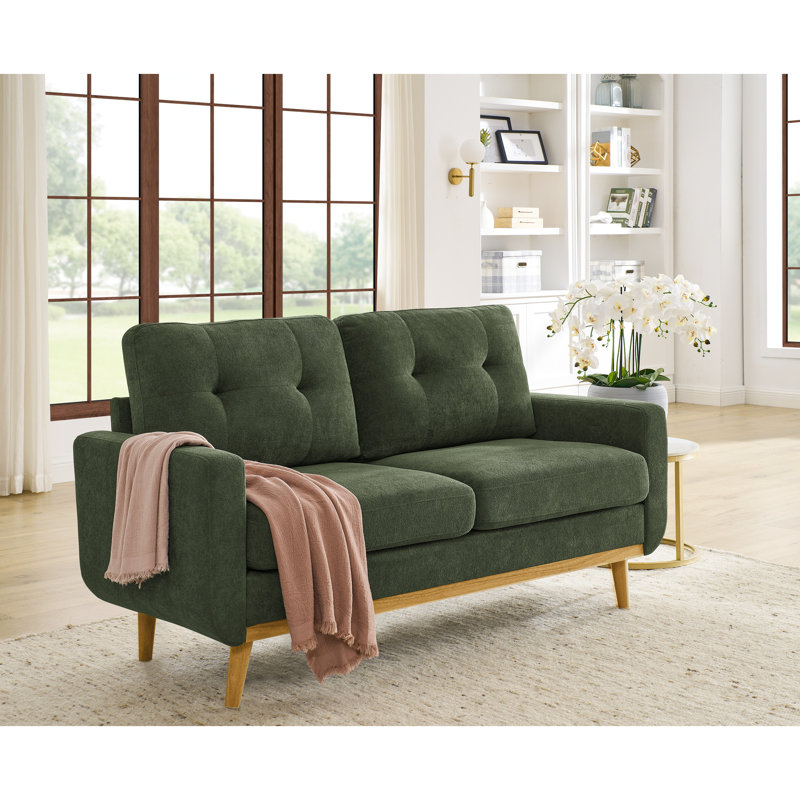 Canapé capitonné 67,7 po de largeur Mid-Century avec pieds en bois