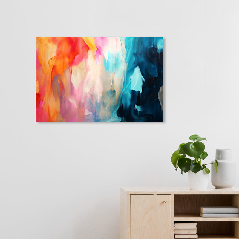 «Abstract Retro Color Palette II», reproduction d'art moderne et contemporaine sur toile bleue, H 20 po x l 30 po x P 0,8 po