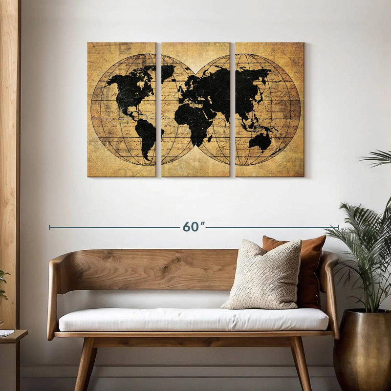 Carte du monde Aliaz Old Globe, H 28 po x l 45 po