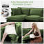Fauteuil à housse avec 1 grand coussin de dossier et 2 grands coussins décoratifs, 1 canapé profond confortable et 1 siège large, plusieurs coussins moelleux, tissu chenille, vert