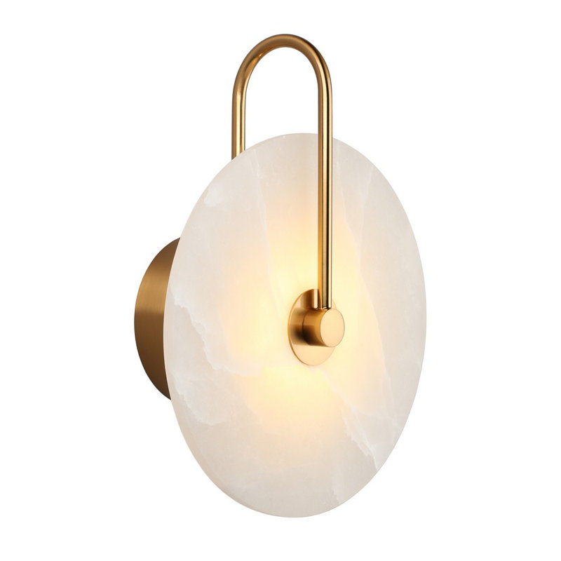 Siena - Marble Design LED Wall Light – Modern Round Marble Sconce with Gold Metal, Simple Night Lamp for Living Room, Bedroom & Hallway