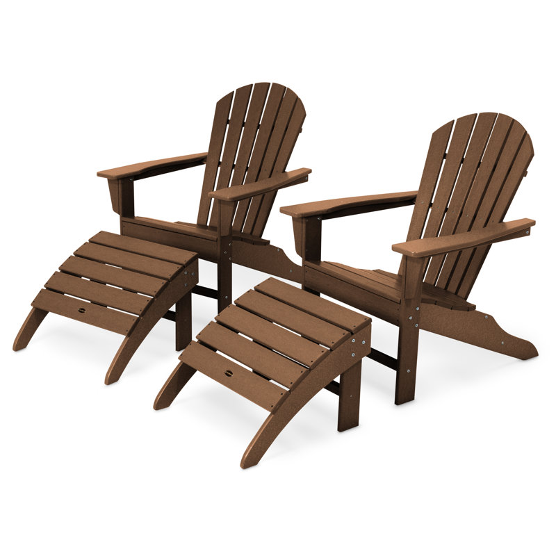 POLYWOOD South Beach 4-Piece Adirondack Set, Teak
