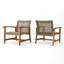 Ensemble de fauteuils club d'extérieur en bois d'acacia avec cadre en bois d'acacia, ensemble de 2 pièces-591115364