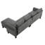 Canapé de rangement en L avec garniture cloutée, modulaire de salon moderne - 4 meubles gris-638508721
