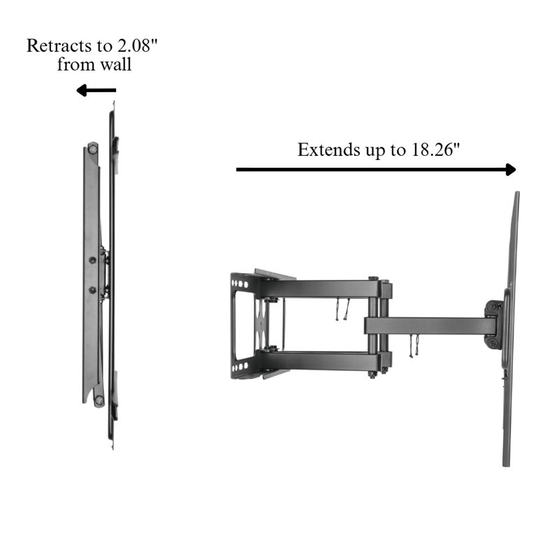 Support mural articulé pour téléviseurs de 32" à 85", robuste, pivotant et inclinable, capacité de 82 kg, VESA max. 600 x 400