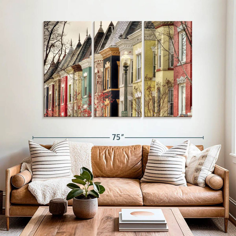 Lilie maisons colorées à Bloomingdale, H 42 po x l 65 po