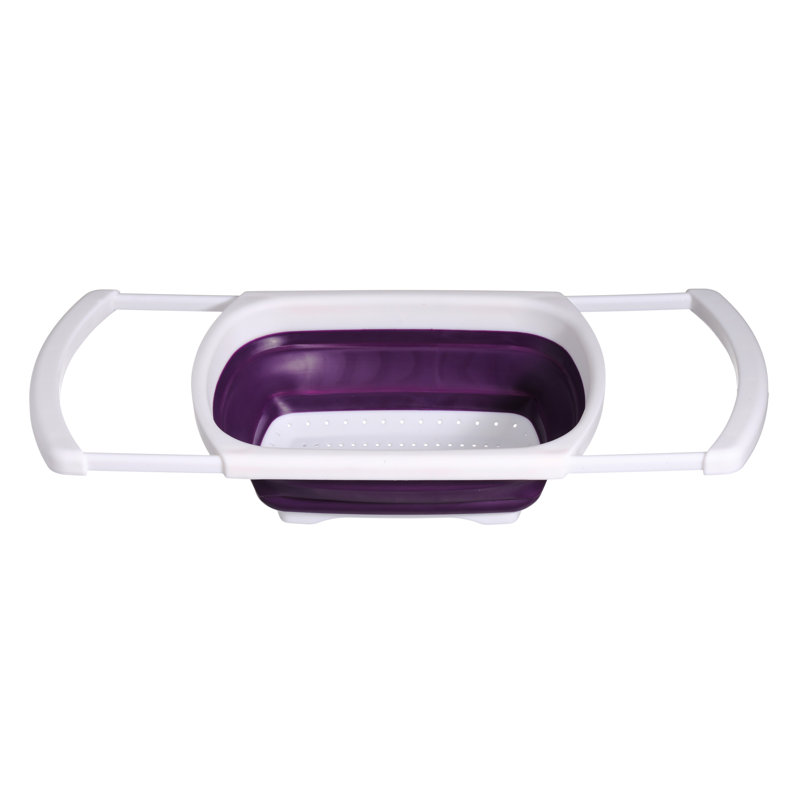 Over Sink Collapsible Colander, Purple/White