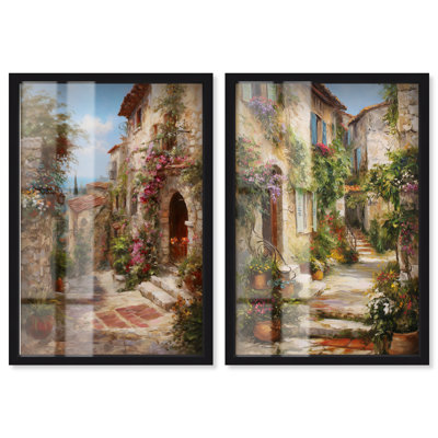 Reproduction de paysage méditerranéen avec boîte à ombre par Art Remedy