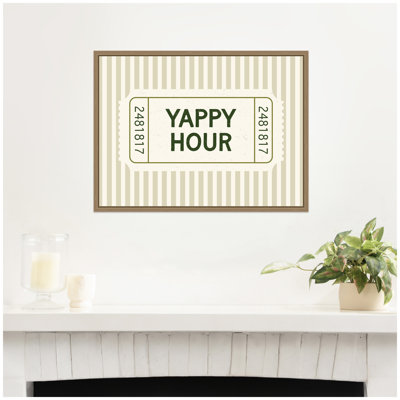Yappy Hour Ticket Sage Green Wall by Lucky Guava Framed Canvas Wall Art Print
