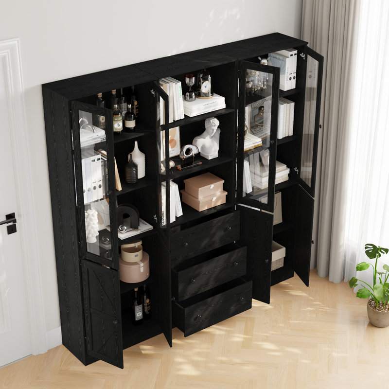70.9'' H X 47.24'' W Standard Bookcase Set (2B+A), Black