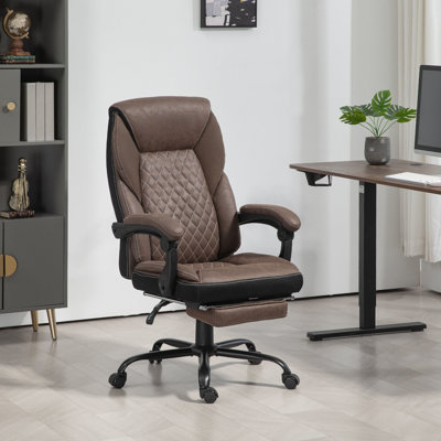 Fauteuil de bureau ergonomique brun foncé - avec repose-pieds, hauteur de siège réglable et dossier inclinable, respirant et confortable, grand, grand, avec repose-pieds