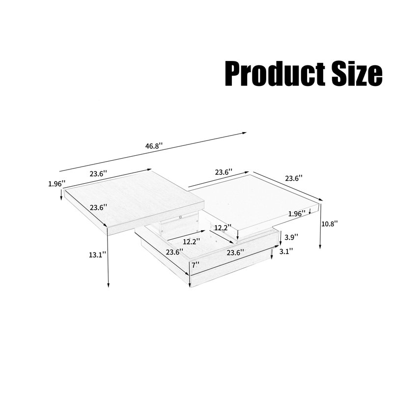 Rotatable Top Coffee Table, Brown/Black