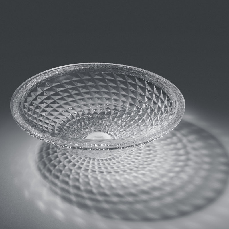 Homein 17.59'' Crystal Circular Bathroom Sink, Crystalline Clear
