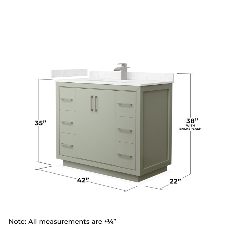 Icon 42'' W Single Vanity, White, Satin Bronze, Carrara