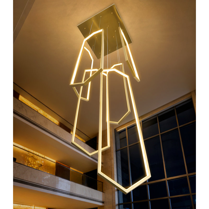 6 Rings Led Dimmable Chandelier, 138"H x 24" W x 24" D, Gold
