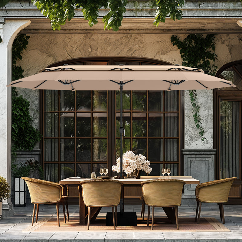 Rectangular Market Parasol, Dark Beige, 198.1cm W x 396.2cm D