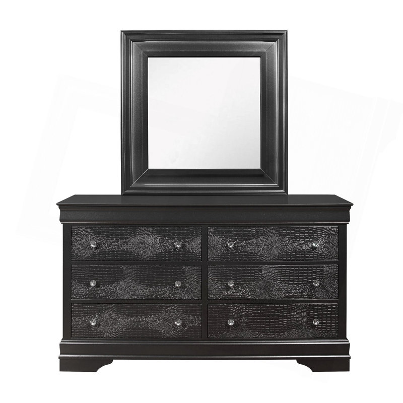 Crocodile Metallic Grey Mirror, Metallic Gray