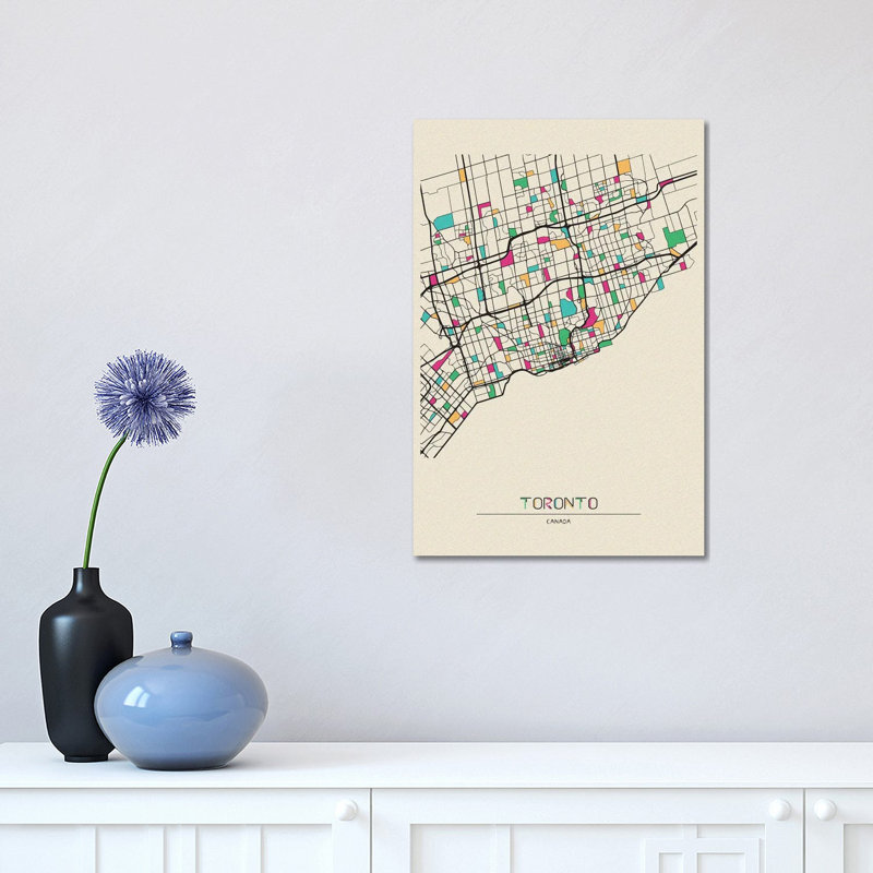 Toronto, Canada Map 1 Piece Wrapped Canvas Wall Art, 30.48 cm H x 45.72 cm W