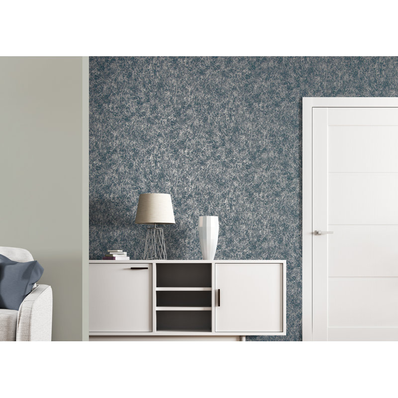 Slow Living Metallic Abstract Texture Wallpaper Roll, Night Blue