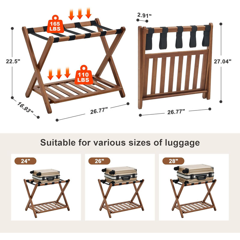 Porte-bagages entièrement assemblé, paquet de 2, Noyer