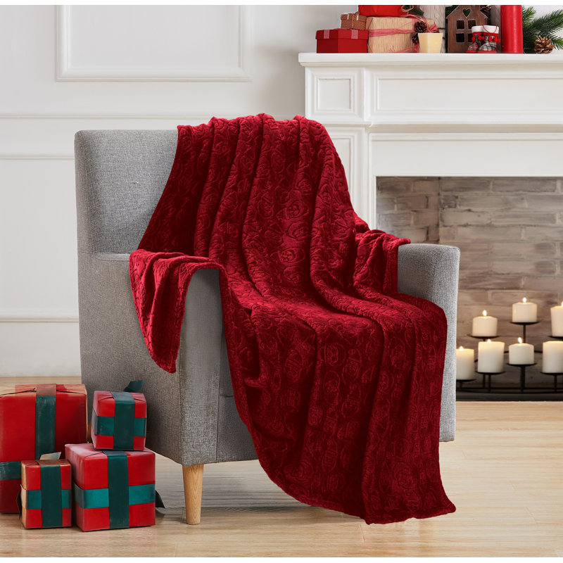 Santa Clause Hat Embossed Throw, Red