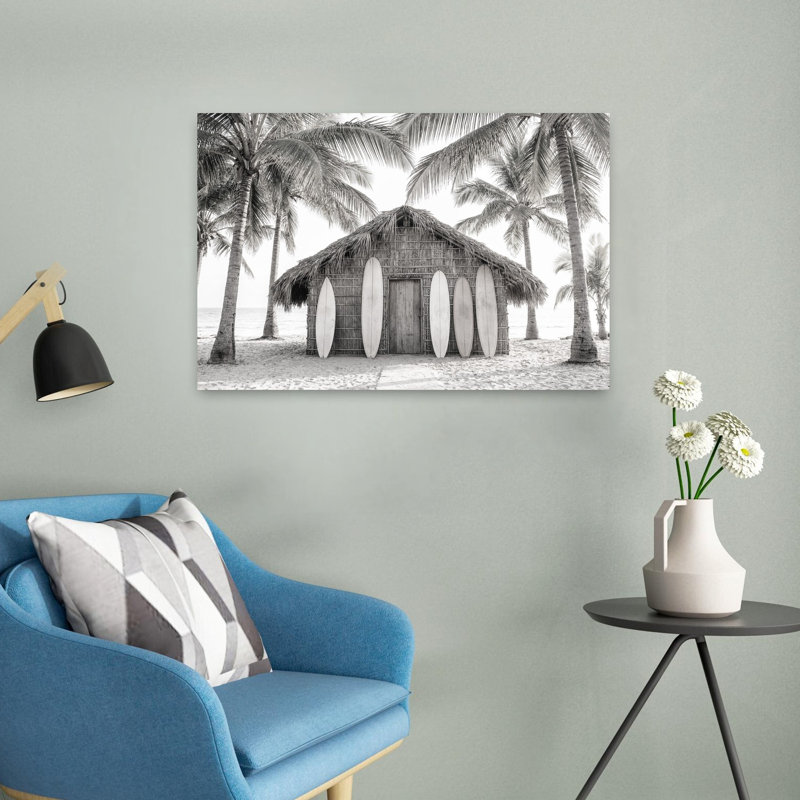 Art mural contemporain plage Hutbw, H 24 po x l 16 po