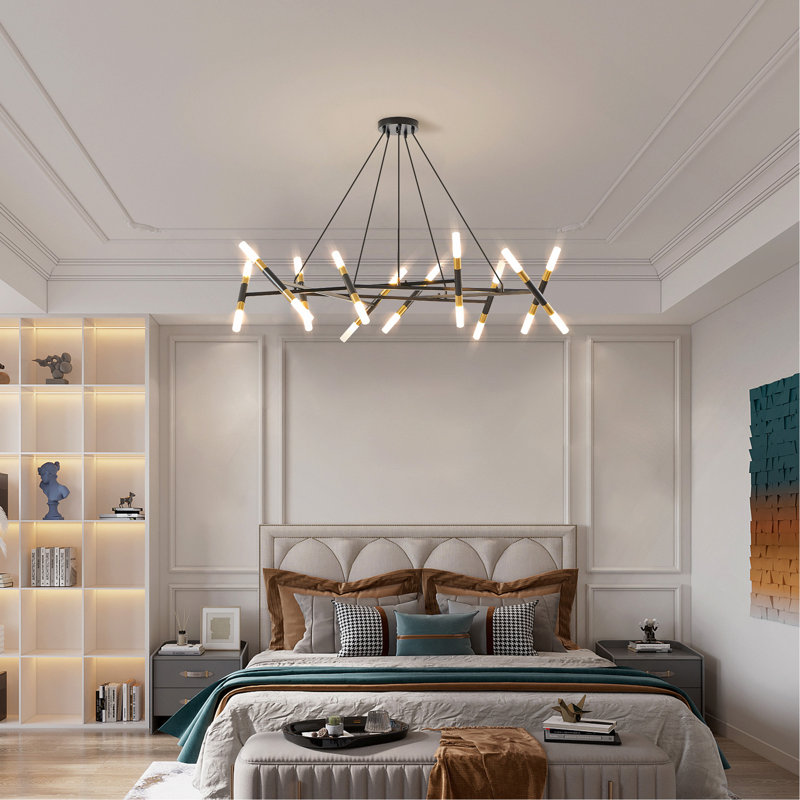 Luminaire lustre 41 po, Noir