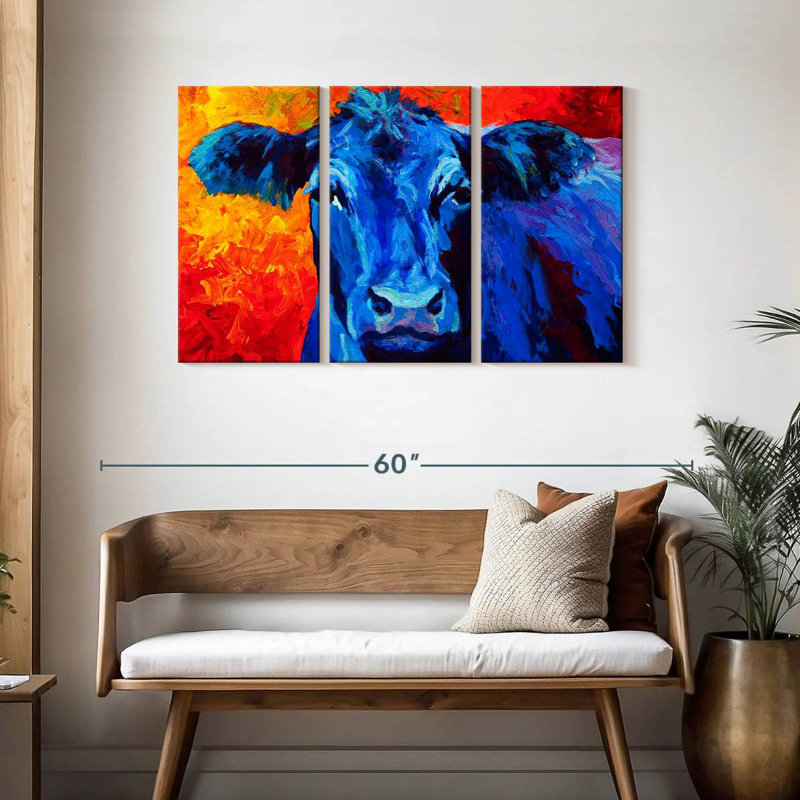 Brampt Blue Cow, 28" H x 45" W