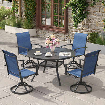 4-Person Outdoor Patio Dining Set With Swivel Chairs