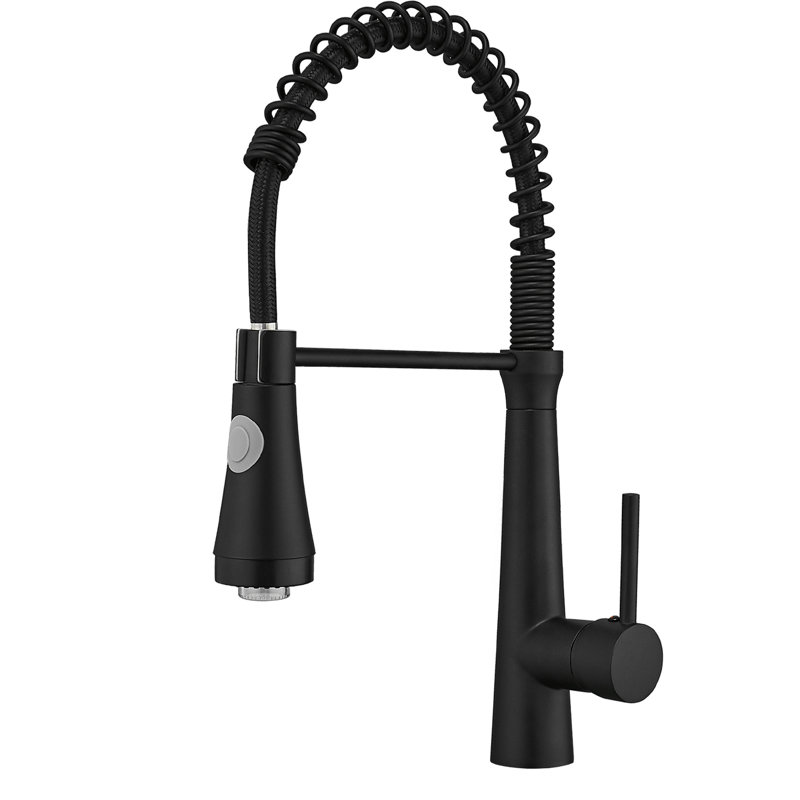 Pull Down Led Kitchen Faucet, Single Handle, Black, 360-Degree Rotation, Expedient And Hassle- Cleaning Commercial Faucet With Pull-Down , Lever, 360 Intuitive Process