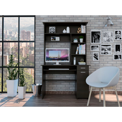 2-Drawer 7-Shelf Computer Desk With Hutch